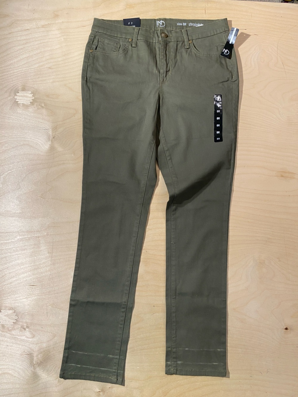 new directions Olive Straight Mid-Rise Pants 8R (RZ)